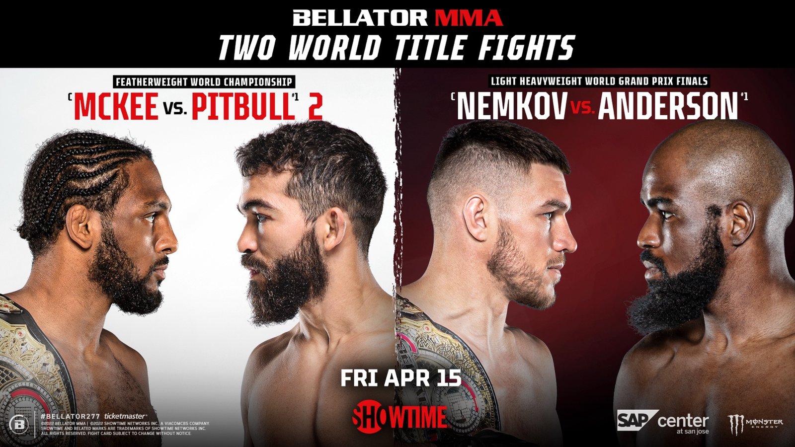 McKee-Pitbull 2 & Nemkov-Anderson Title Fights Added To Bellator 277 Fight  Card | MMA UK