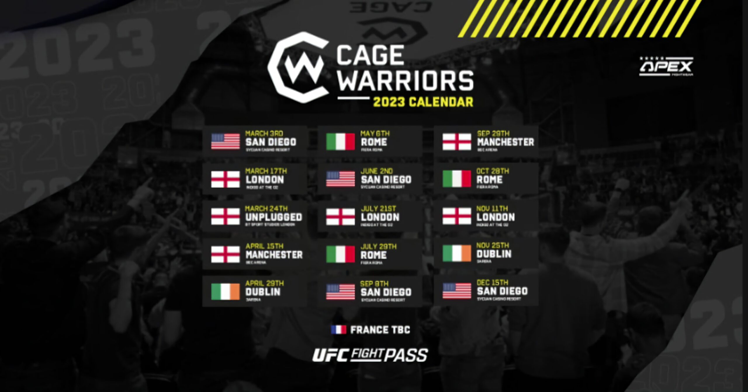 Cage Warriors reveals the full slate of shows for their 2023 world tour MMA UK