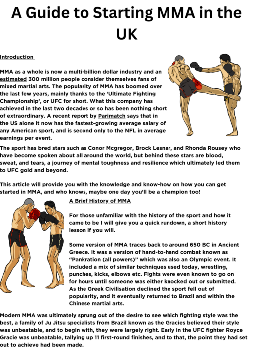 Article introduction to MMA and it's history.