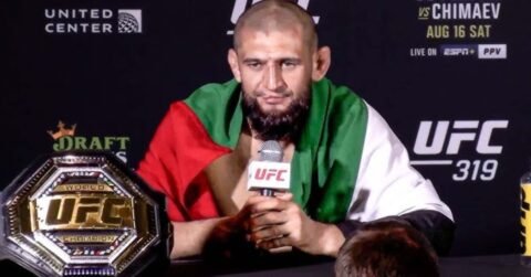 Khamzat Chimaev Dismisses Sean Strickland’s Grappling Claims: “He’s a Funny Guy”