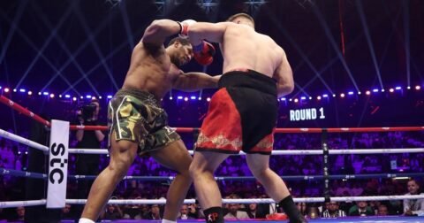Anthony Joshua pulls off comeback KO of Kristian Prenga in Jeddah as Fury clash nears